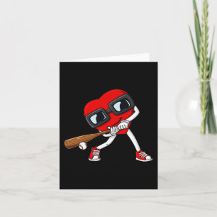 Heart Baseball Valentines Day Fun Boys Girls Kids Card