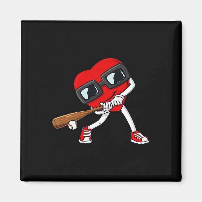 Heart Baseball Valentines Day Fun Boys Girls Kids  Magnet (Front)