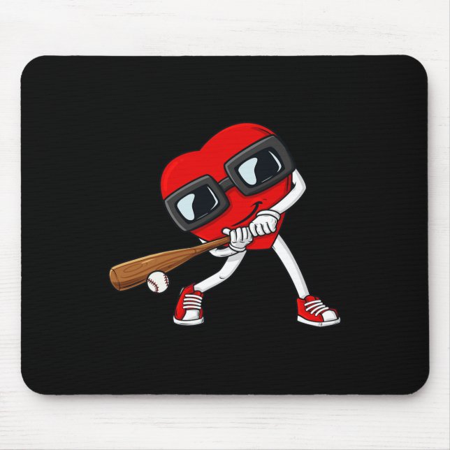 Heart Baseball Valentines Day Fun Boys Girls Kids  Mouse Mat (Front)