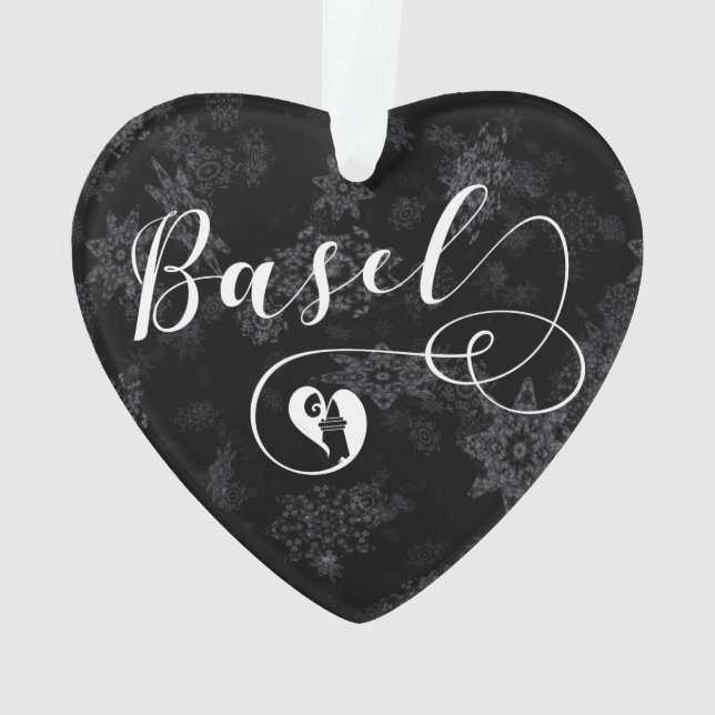 Heart Basel Flag, Basle, Switzerland Ornament (Back)