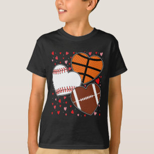 Heart Basketball Baseball Football Boys Men's Vale T-Shirt