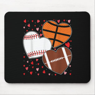 Heart Basketball Baseball Football Boys Mens Valen Mouse Mat