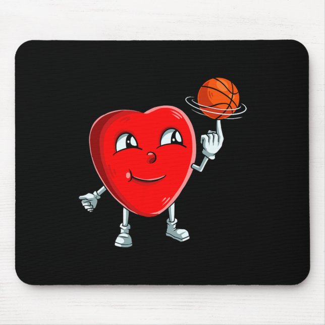 Heart Basketball Player Valentines Day Cute Sports Mouse Mat (Front)