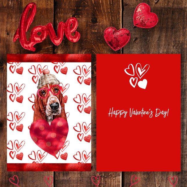 Heart Basset Hound Dog Lover Valentine Gift Holiday Card (Creator Uploaded)
