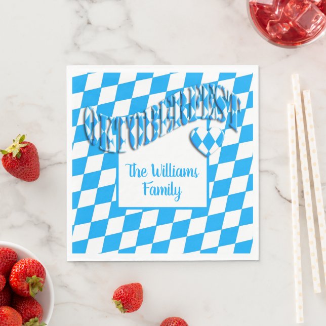 Heart Bayern Bavarian Flag Colours Oktoberfest Napkin (Insitu)