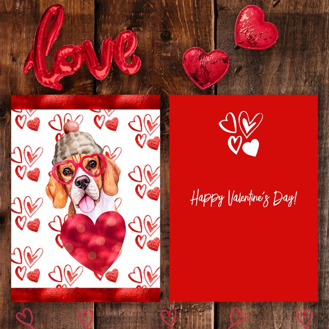 Heart Beagle Dog Lover Valentine Gift Holiday Card (Creator Uploaded)