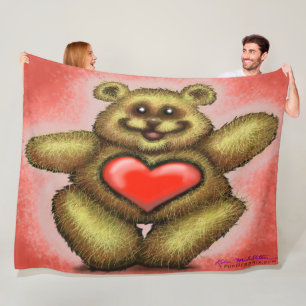 Heart Bear Fleece Blanket