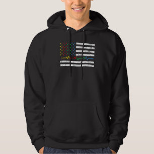 Heart Beat American Flag Rainbow Colours Gay Lesbi Hoodie