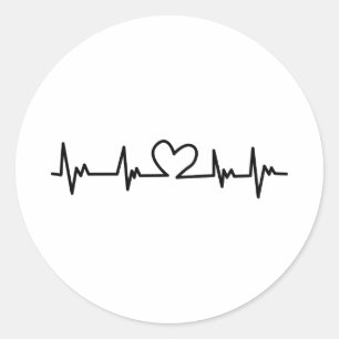 Heart Beat Classic Round Sticker