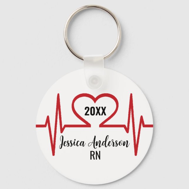 Heart Beat Doctor Nurse Medical Key Ring (Front)