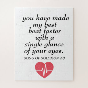 Heart Beat Faster Romantic Bible Verse Quote Jigsaw Puzzle