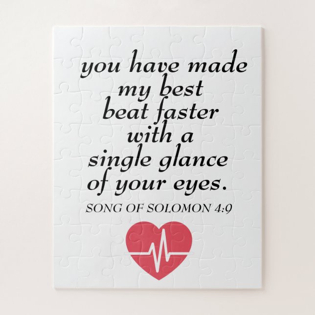 Heart Beat Faster Romantic Bible Verse Quote Jigsaw Puzzle (Vertical)