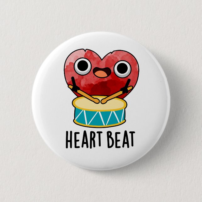Heart Beat Funny Heart Drummer Pun  6 Cm Round Badge (Front)