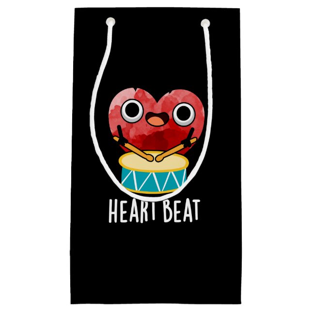 Heart Beat Funny Heart Drummer Pun Dark BG Small Gift Bag (Front)