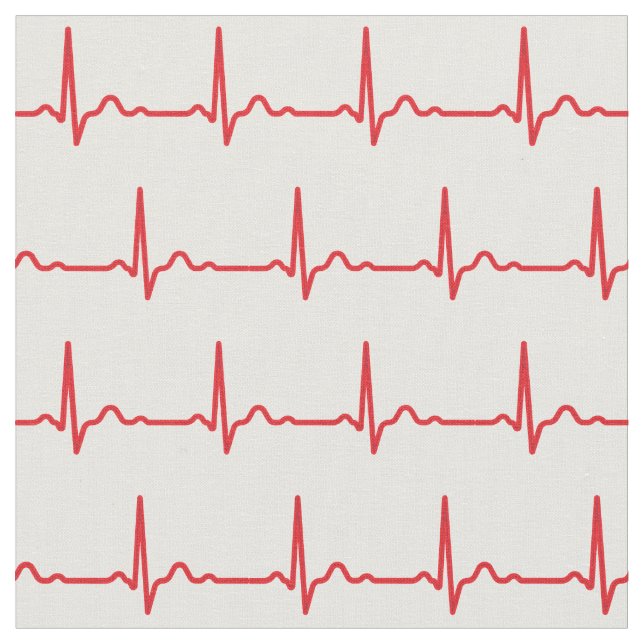 Heart Beat Rate Rhythm Medical Pattern Fabric (Close Up)