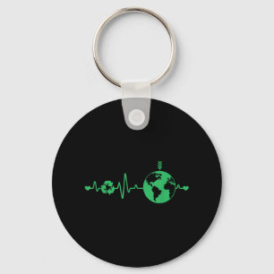 Heart Beat Recycle Earth Day Recycling Love Earth Key Ring
