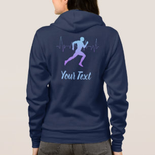 Heart Beat Runner Personalised Navy Blue  Hoodie