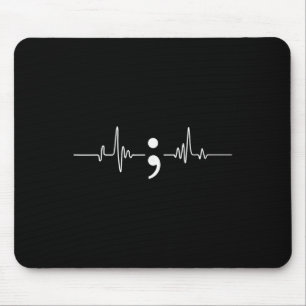 Heart Beat Semicolon Mental Health Awareness Mouse Mat