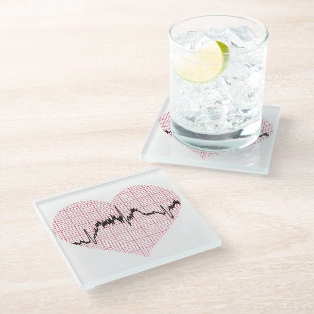 Heart Beat VII Glass Coaster (Angled)