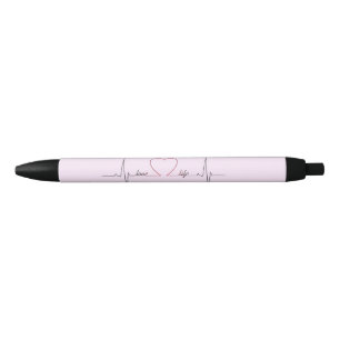 Heart beat with love life inspirational quote black ink pen