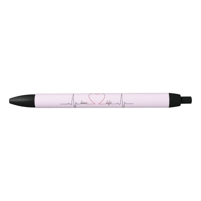Heart beat with love life inspirational quote black ink pen (Front)
