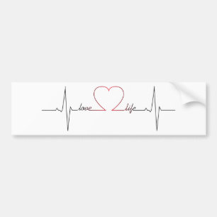 Heart beat with love life inspirational quote bumper sticker
