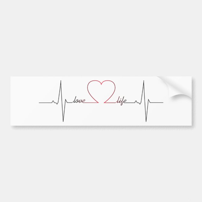 Heart beat with love life inspirational quote bumper sticker (Front)