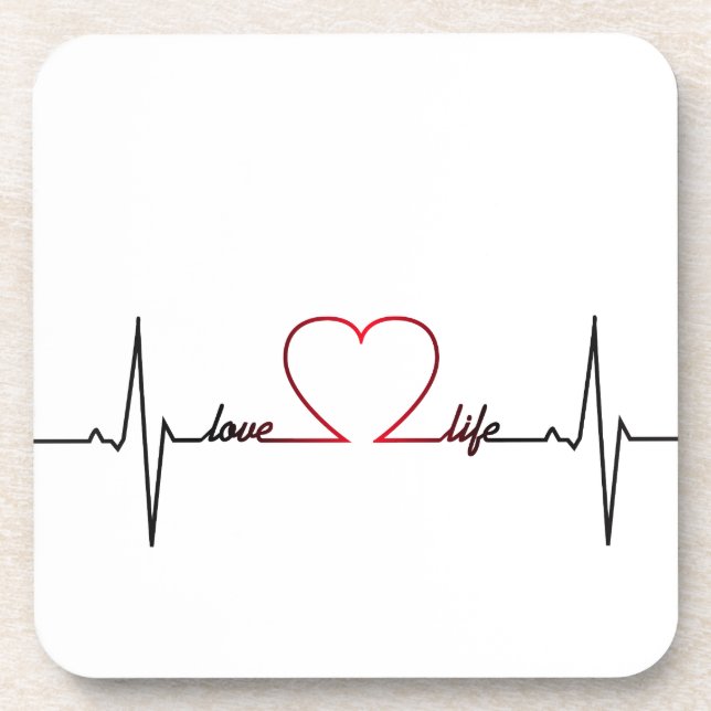 Heart beat with love life inspirational quote coaster (Front)