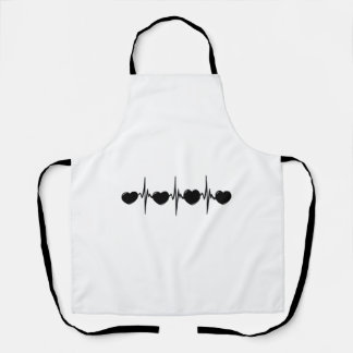 Heart beat with small hearts cardio ECG Apron