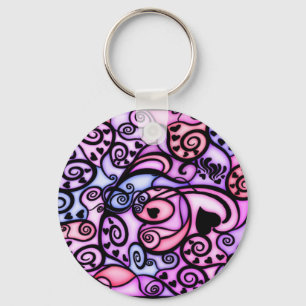 Heart Beats Singing, Stained Glass style Key Ring
