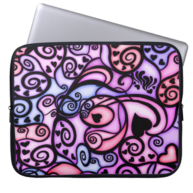 Heart Beats Singing, Stained Glass style Laptop Sleeve (Front)