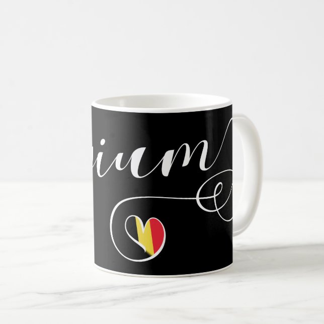 Heart Belgium Mug, Belgian Flag Coffee Mug (Front Right)
