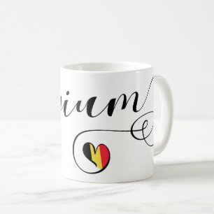 Heart Belgium Mug, Belgian Flag Coffee Mug