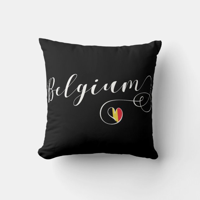 Heart Belgium Pillow, Belgian Flag Cushion (Front)