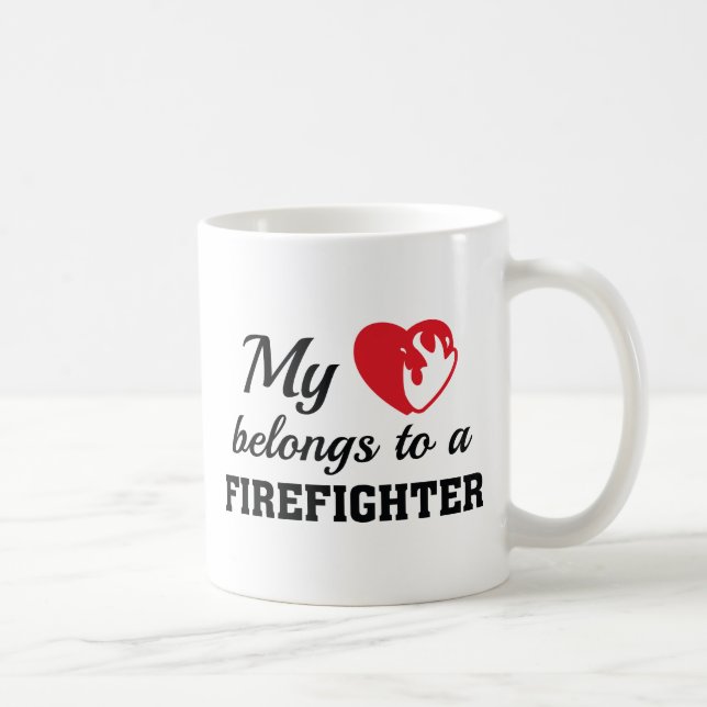 Heart Belongs Firefighter Coffee Mug (Right)