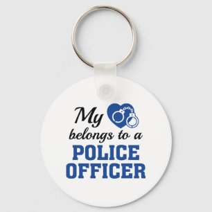 Heart Belongs Police Officer Key Ring
