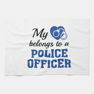 Heart Belongs Police Officer Tea Towel