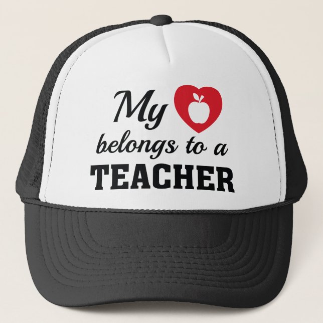 Heart Belongs Teacher Trucker Hat (Front)