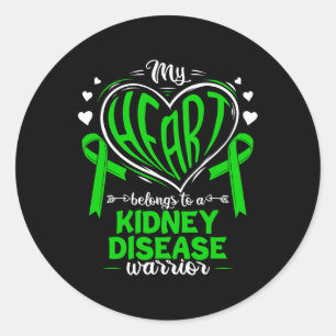 Heart Belongs To A Kidney Disease Warrior Kidney D Classic Round Sticker