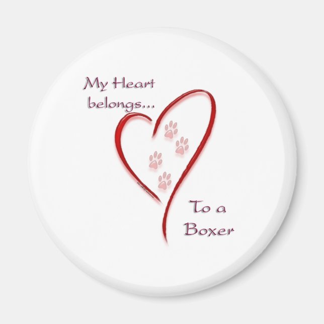 Heart Belongs to Boxer, Love Boxers, Boxer love Magnet (Front)