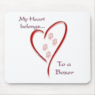 Heart Belongs to Boxer, Love Boxers, Boxer love Mouse Mat