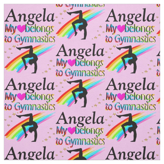 HEART BELONGS TO GYMNASTICS PERSONALIZED FABRIC (Swatch)