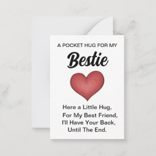 Heart  Bestie Pocket Hug Token, Thinking Of You  Card