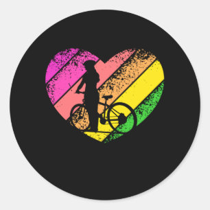 Heart Bicycle Girl Classic Round Sticker