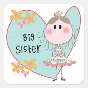 Heart Big Sister Square Sticker