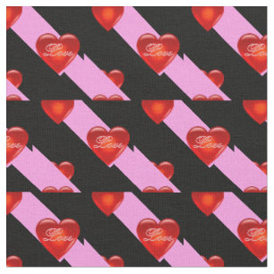 heart/big/small red heart/Love/black pink stripe Fabric