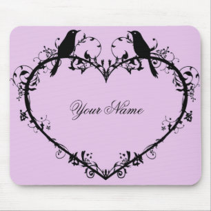 Heart & Birds Mouse Pad-Pink Mat