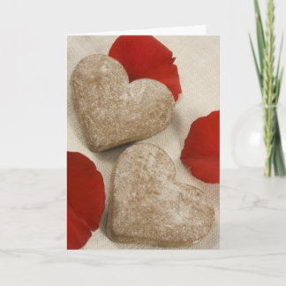 Heart biscuits and rose petals ... card