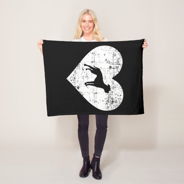 Heart Black Bulldog | Bulldog Lovers Fleece Blanket (In Situ)