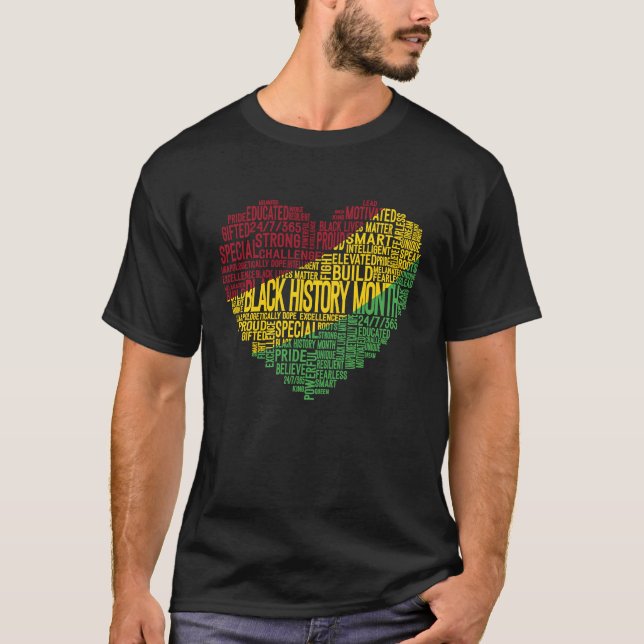 Heart Black History Month Freedom Pride African Am T-Shirt (Front)